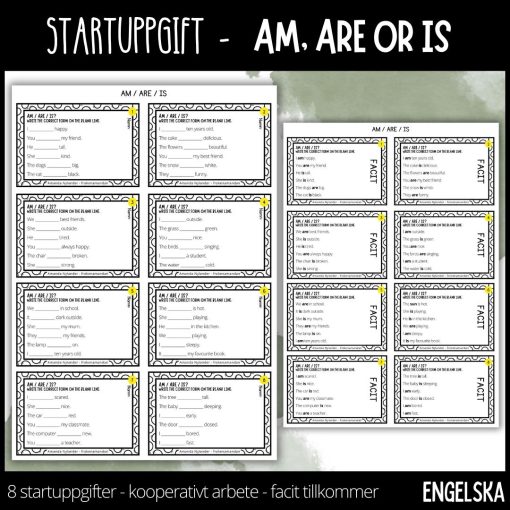Startuppgifter - am, are or is