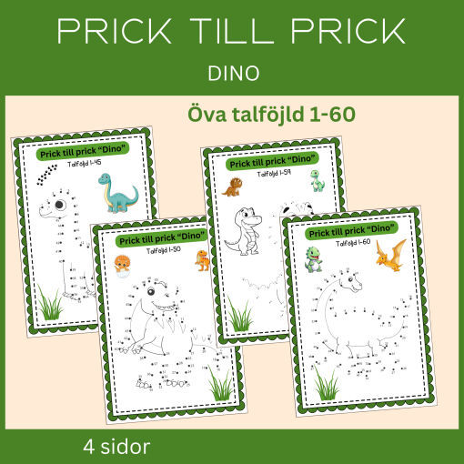 Prick till prick "Dino". Talföljd 1-60, 4 sidor