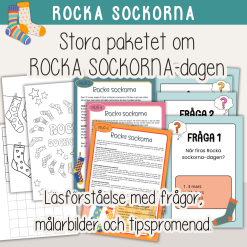 Rocka sockorna - Stora paketet - Läsförståelse, tipspromenad och målarbilder.
