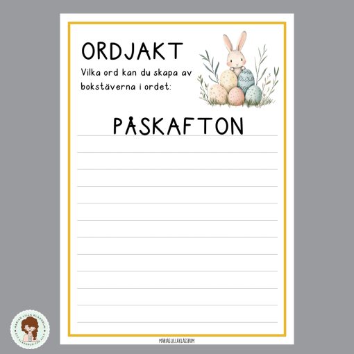 ordjakt - påsktema