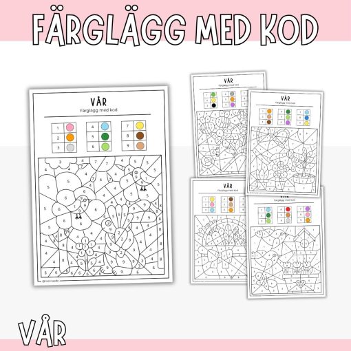 Färglägg med kod - Vår