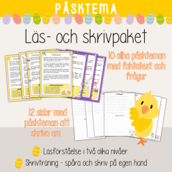 Påsk - Läs- och skrivpaket med påsktema. Läsförståelse och skrivträning