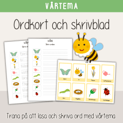 Vår - Ordkort och skrivblad med vårtema - Läs, skriv och spåra