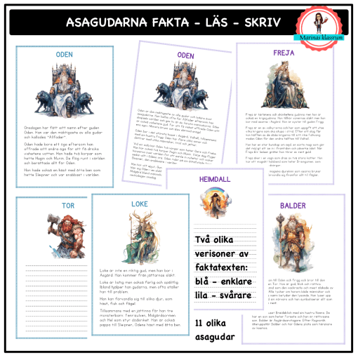 Asagudarna fakta - läs och skriv
