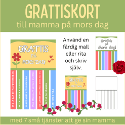 Grattiskort till mamma på mors dag. Ge bort 7 små tjänster.