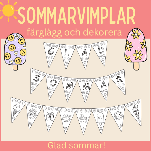 Sommarvimplar – färglägg och häng upp