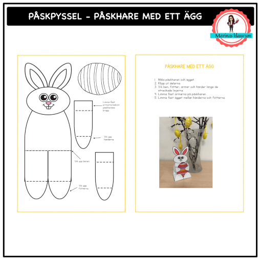 Påskpyssel - påskhare med ett ägg