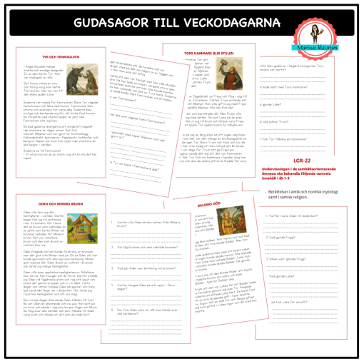 Veckodagarnas namn - gudasagor
