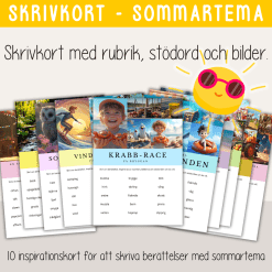 Sommar - Sommartema - Skrivkort med inspiration till att skriva berättelser med sommartema.