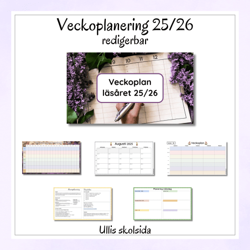 Mall för veckoplanering, terminsplanering, ämnesplanering och dagsplaneringar – redigerbar