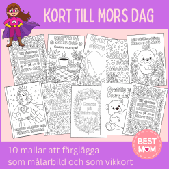 Färglägg en målarbild eller ett kort till mamma på mors dag! 10 motiv