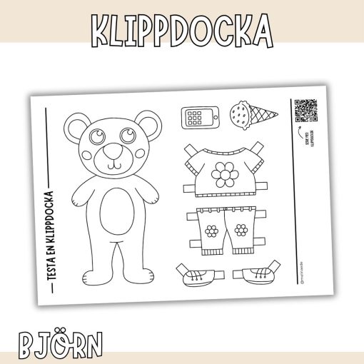 Pyssla Björn som klippdocka (fri nedladdning)