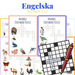 Engelska – Korsord 10st med djurtema